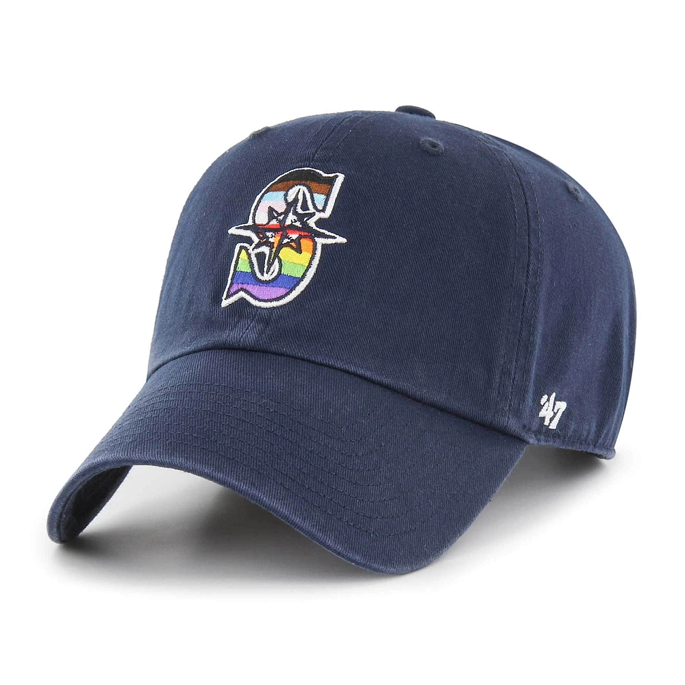 Men's '47 Navy Seattle Mariners Team Pride Clean Up Adjustable Hat