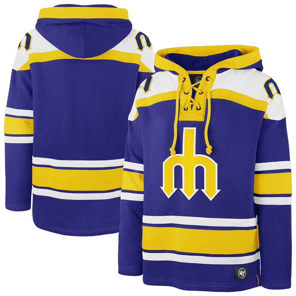 Men's '47 Royal Seattle Mariners Superior Lacer Pullover Hoodie