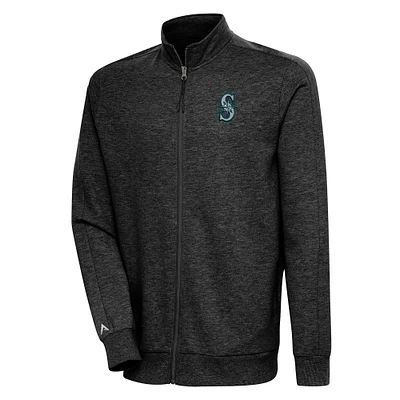 Veste zippée intégrale Antigua Heather Black Seattle Mariners Action pour homme