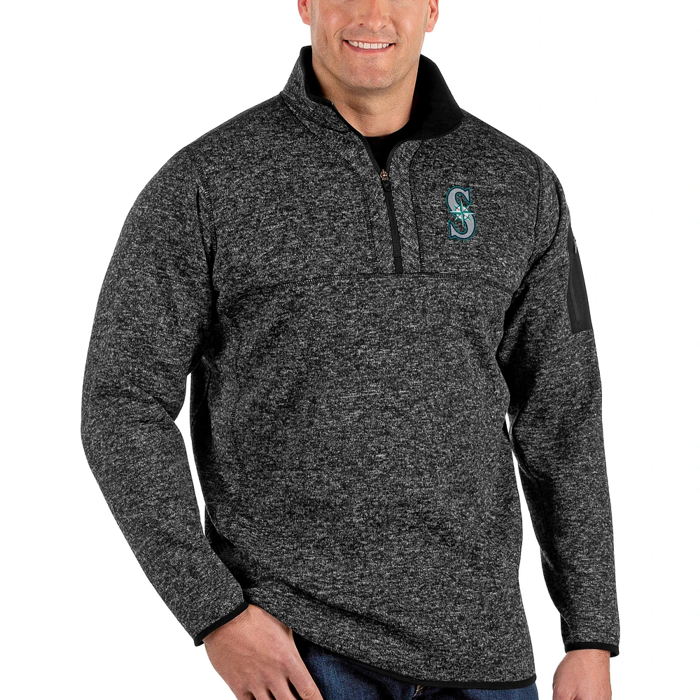 Veste à enfiler glissière quart de tour Fortune Big & Tall Antigua Heather Black pour homme des Seattle Mariners