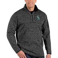 Veste à enfiler glissière quart de tour Fortune Big & Tall Antigua Heather Black pour homme des Seattle Mariners