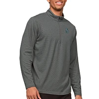 Pull-over Epic à glissière quart de tour Antigua Heathered Anthracite pour homme des Mariners Seattle