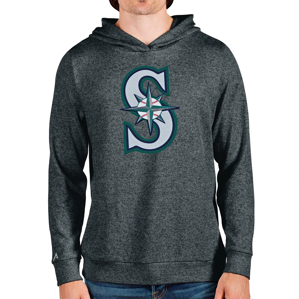 Sweat à capuche enfiler Absolute pour homme avec logo de l'équipe des Seattle Mariners, anthracite chiné Antigua