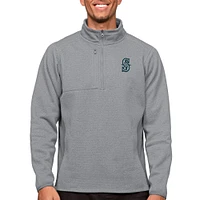 Men's Antigua Heathered Gray Seattle Mariners Course Quarter-Zip Pullover Top