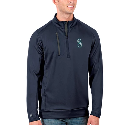 Men's Antigua Navy/Gray Seattle Mariners Generation Quarter-Zip Pullover Jacket