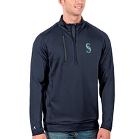Men's Antigua Navy/Gray Seattle Mariners Generation Quarter-Zip Pullover Jacket