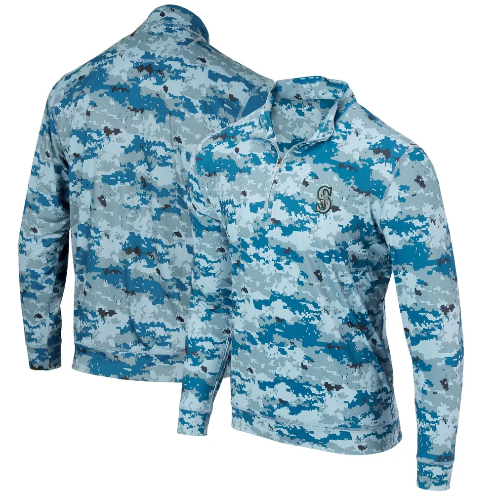 Men's Blue Seattle Mariners Digital Camo Performance Quarter-Zip Pullover Jacket Size: Large