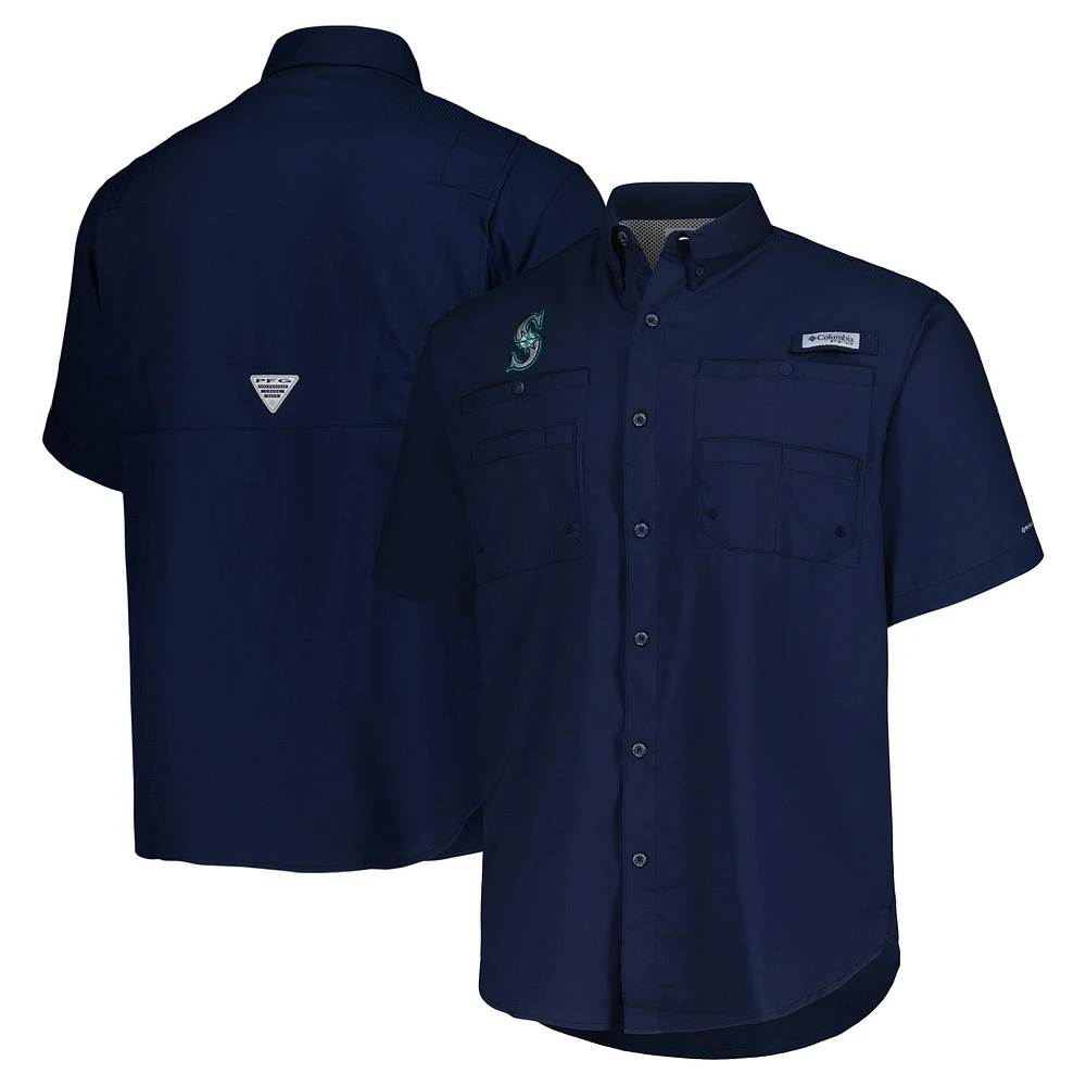 Men's Columbia Navy Seattle Mariners Tamiami Omni-Shade Button-Down Shirt