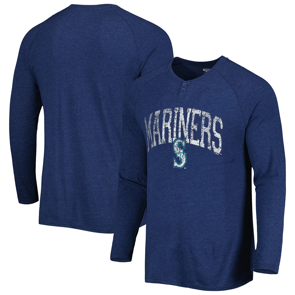 Concepts Sport - T-shirt Henley à manches longues et raglan Seattle Mariners Inertia pour homme, bleu marine