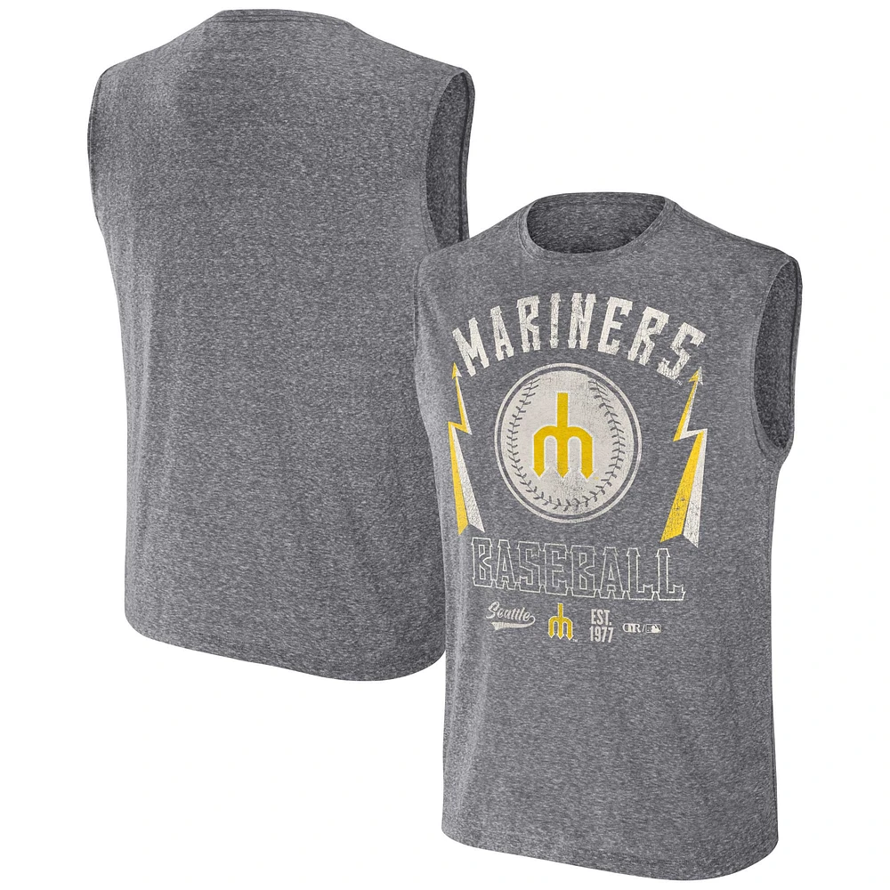 Men's Darius Rucker Collection by Fanatics Charcoal Seattle Mariners Relaxed-Fit Muscle Tank Top