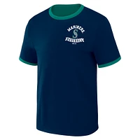 Men's Darius Rucker Collection by Fanatics Navy/Aqua Seattle Mariners Two-Way Ringer Reversible T-Shirt