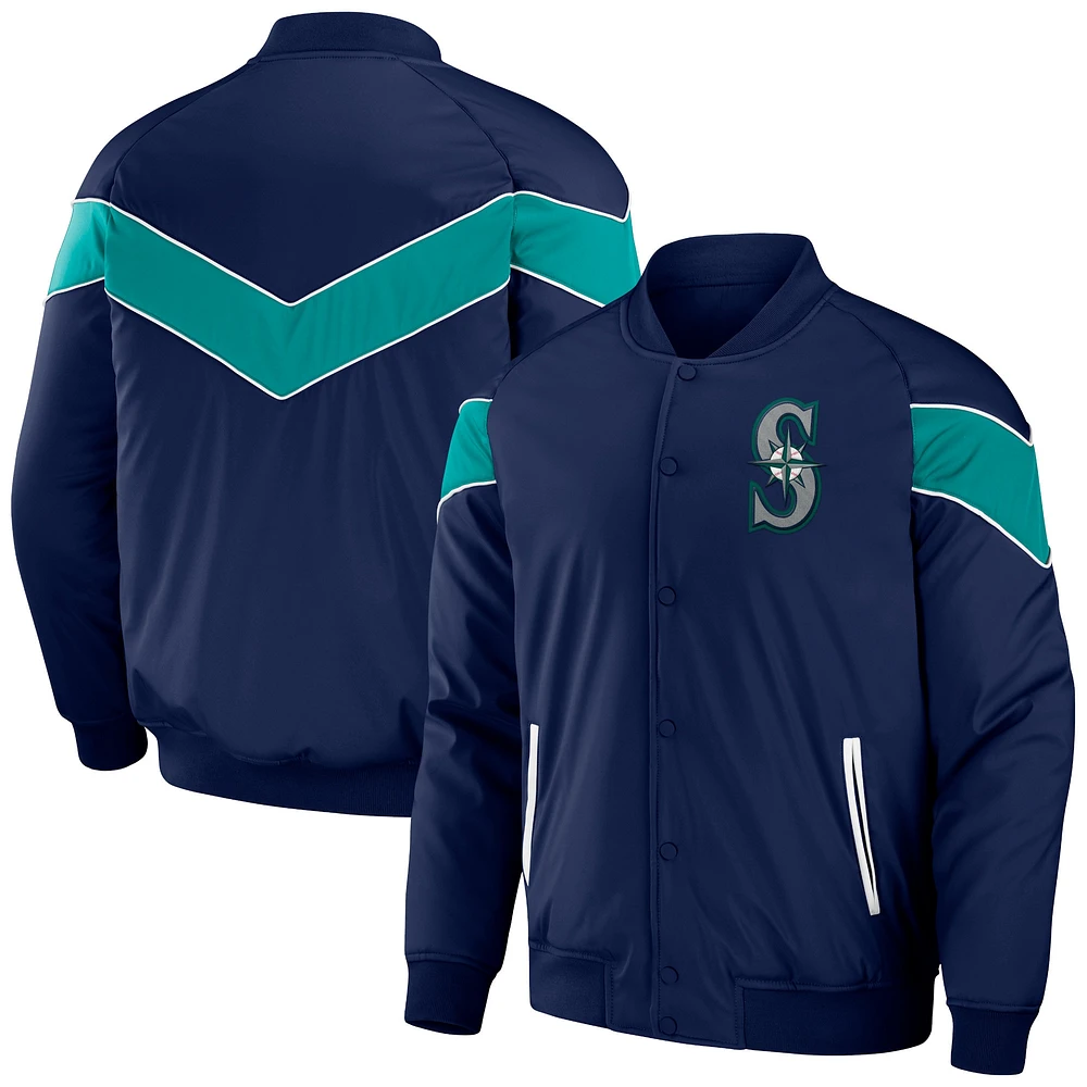 Men's Darius Rucker Collection by Fanatics Navy Seattle Mariners Baseball Raglan Full-Snap Jacket