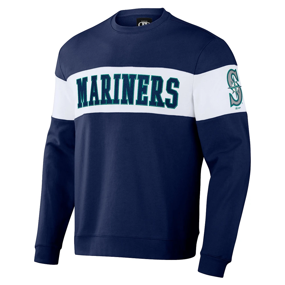 Men's Darius Rucker Collection by Fanatics Navy Seattle Mariners Stripe Pullover Sweatshirt