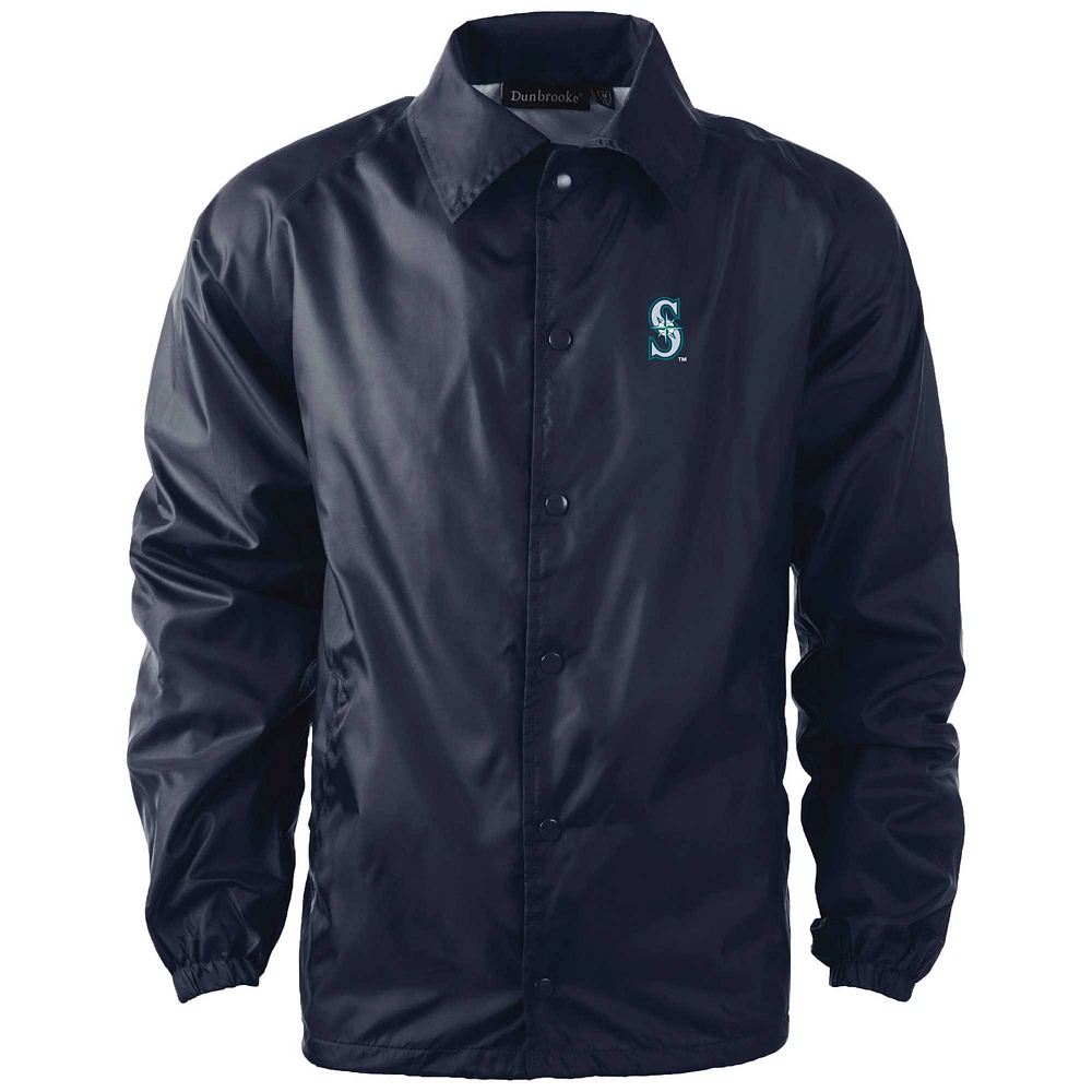 Men's Dunbrooke  Navy Seattle Mariners Coach's Raglan Full-Snap Windbreaker Jacket