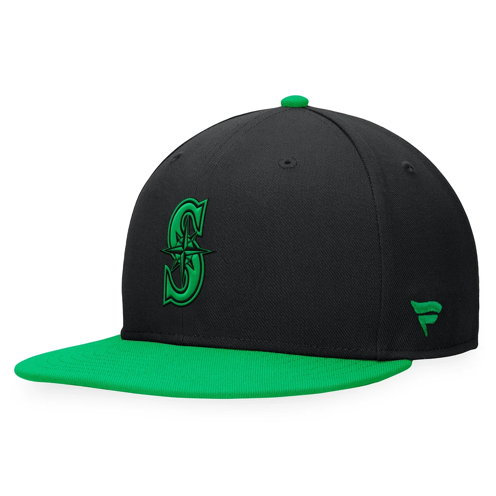 Men's Fanatics Black/Kelly Green Seattle Mariners Lucky Snapback Hat