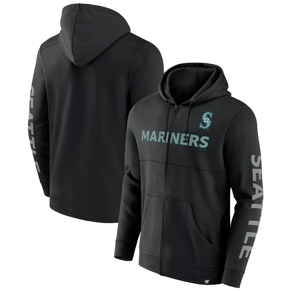 Men's Fanatics Black Seattle Mariners Ace Hoodie Full-Zip Sweatshirt