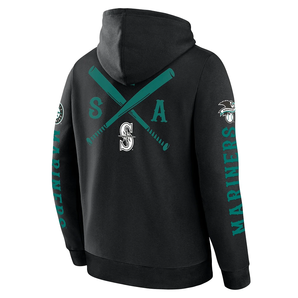 Men's Fanatics  Black Seattle Mariners Big City Legacy Fleece Pullover Hoodie