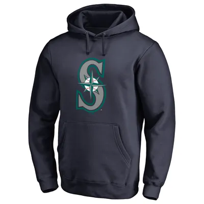 Seattle Mariners Fanatics Branded Official Logo Fitted Pullover Hoodie - Navy