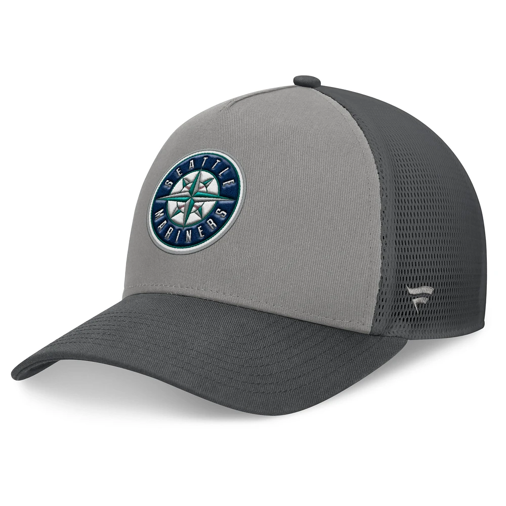 Casquette réglable de camionneur A-Frame Seattle Mariners Fanatics gris/graphite pour hommes