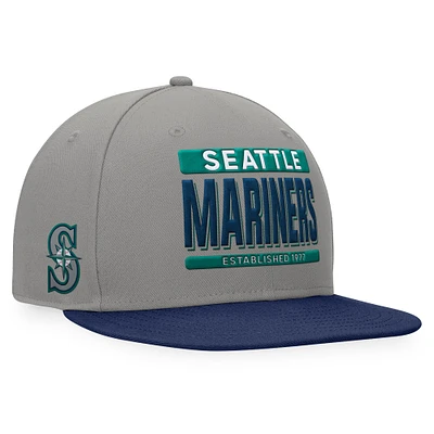 Men's Fanatics Gray/Navy Seattle Mariners Line Drive Two-Tone Snapback Hat