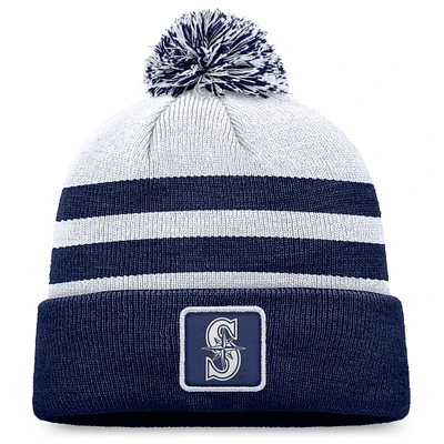 Bonnet en tricot à revers Fanatics gris Seattle Mariners pour hommes avec pompon