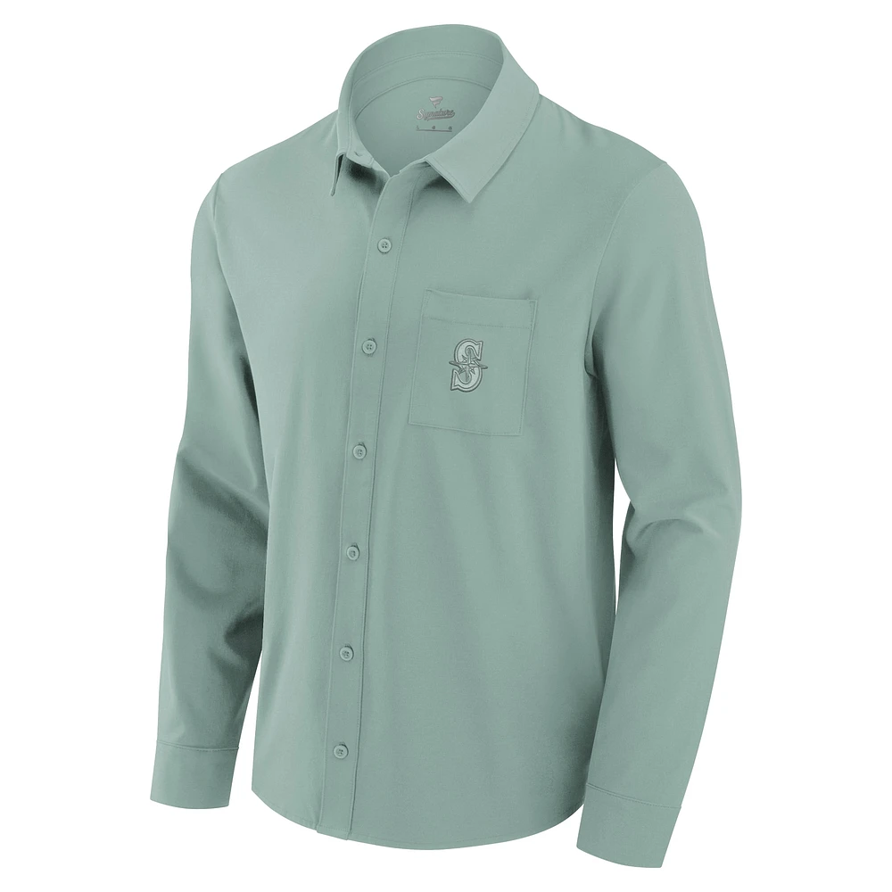 Chemise boutonnée à manches longues Fanatics Green Seattle Mariners Front Office pour hommes