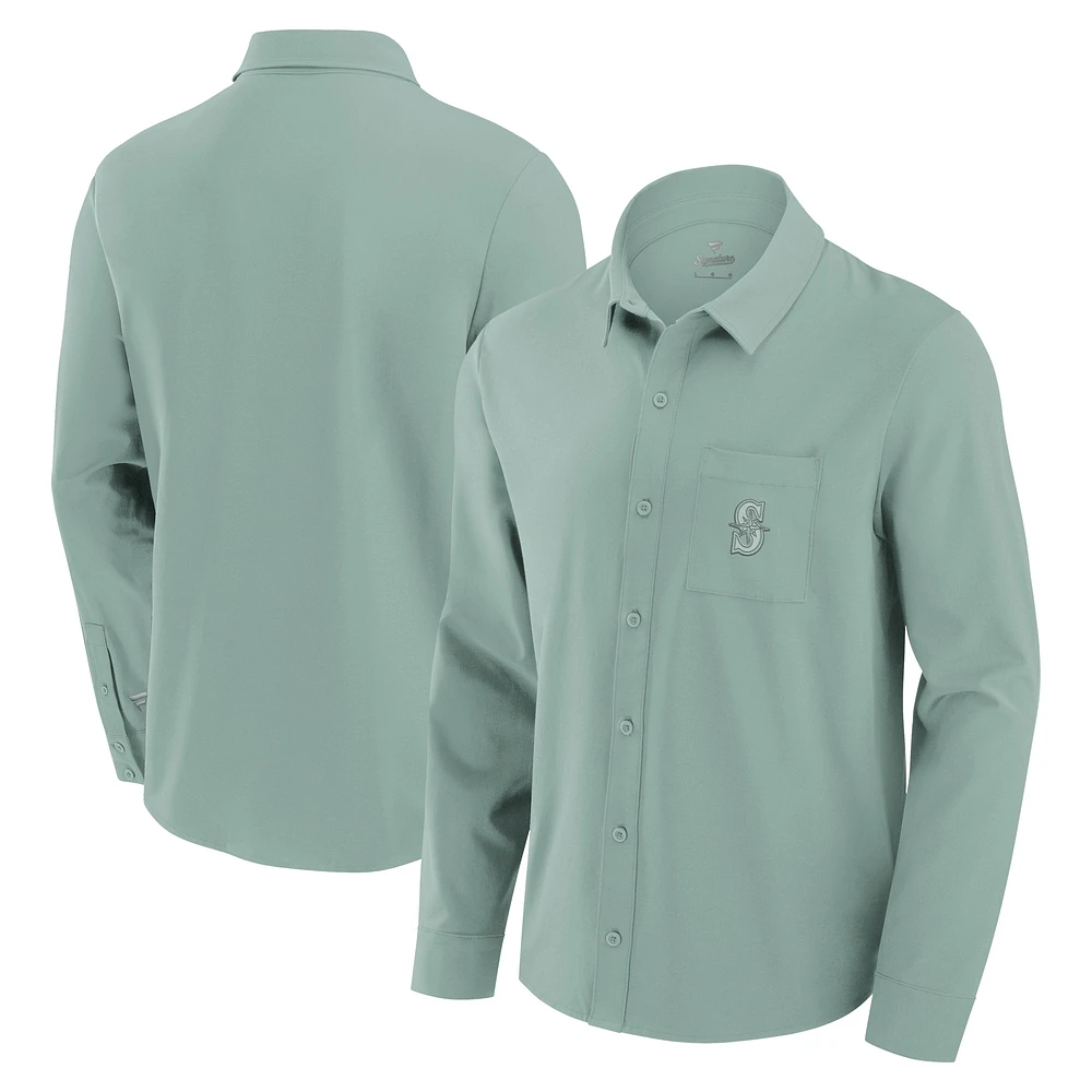 Chemise boutonnée à manches longues Fanatics Green Seattle Mariners Front Office pour hommes