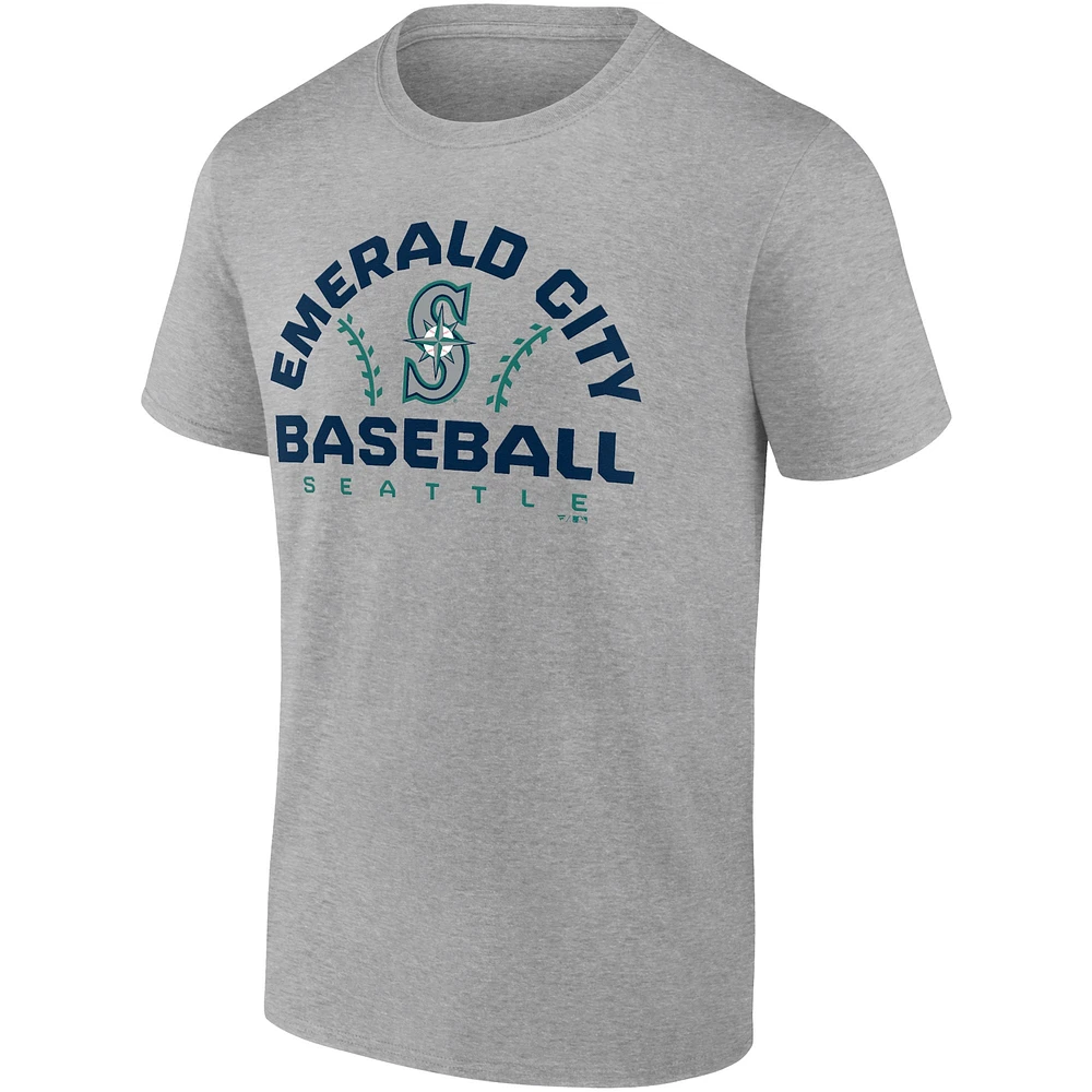 Men's Fanatics Heathered Gray Seattle Mariners Iconic Go for Two T-Shirt