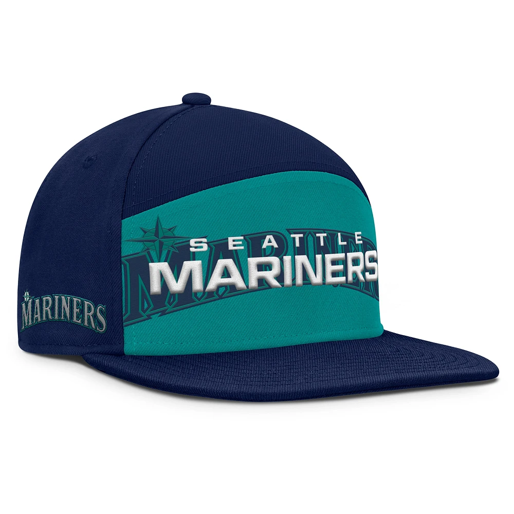 Men's Fanatics Navy/Aqua Seattle Mariners Clubhouse Splitter Snapback Hat