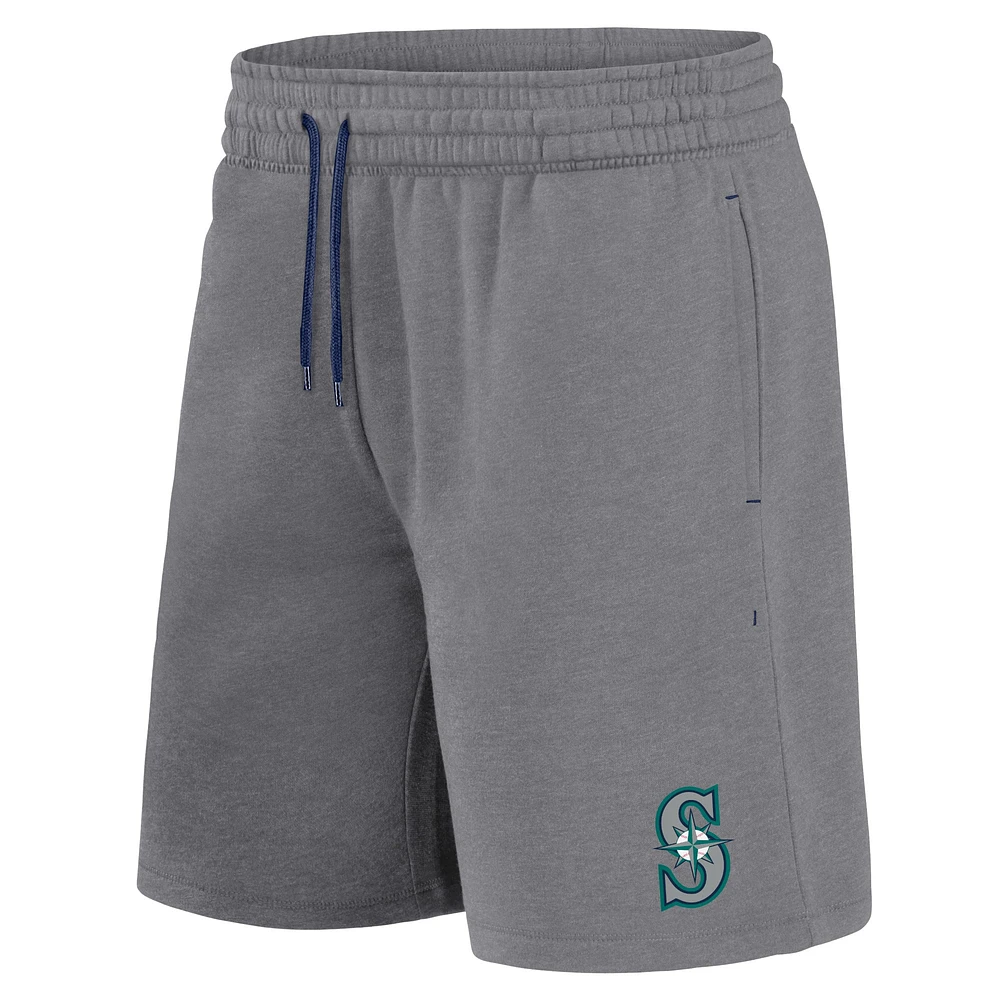 Ensemble combiné t-shirt et short Fanatics pour hommes bleu marine/gris chiné Seattle Mariners Arch