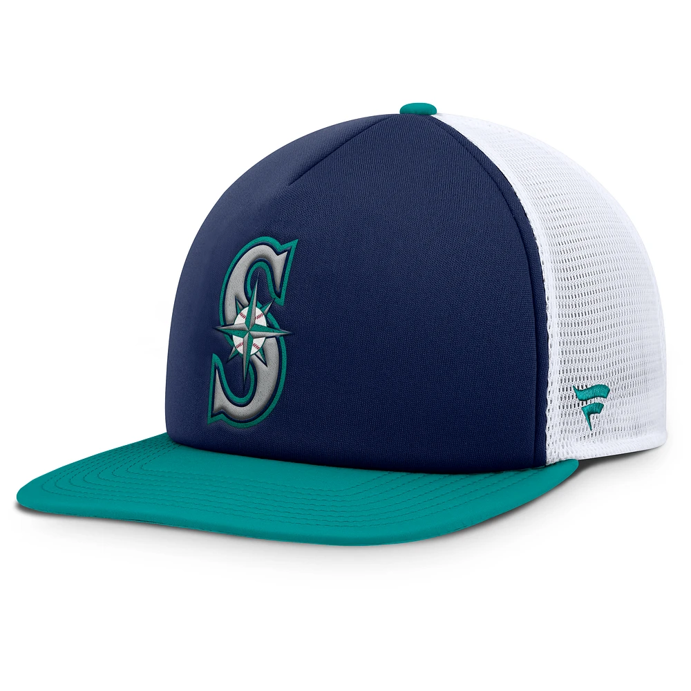 Casquette snapback en mousse fondamentale Seattle Mariners Fanatics pour hommes, bleu marine/blanc