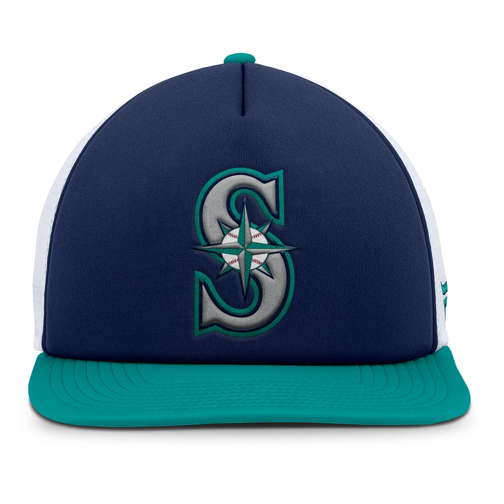 Casquette snapback en mousse fondamentale Seattle Mariners Fanatics pour hommes, bleu marine/blanc