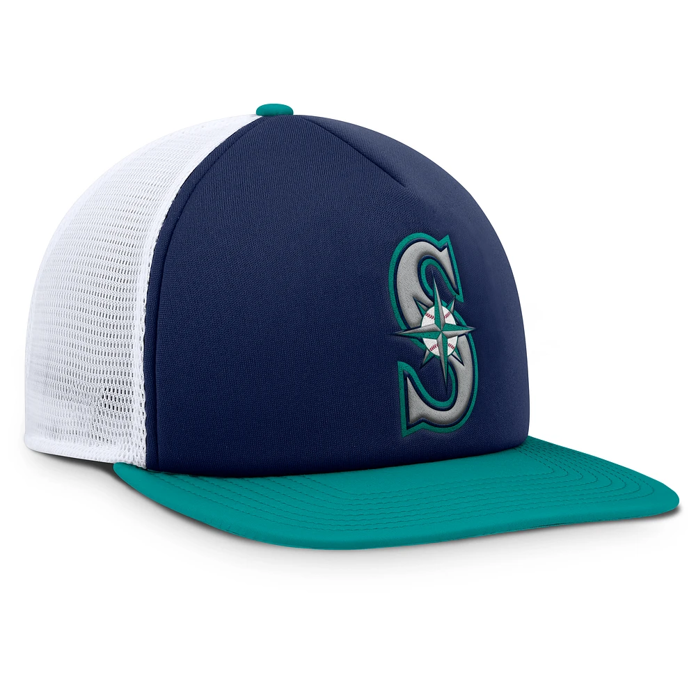 Casquette snapback en mousse fondamentale Seattle Mariners Fanatics pour hommes, bleu marine/blanc