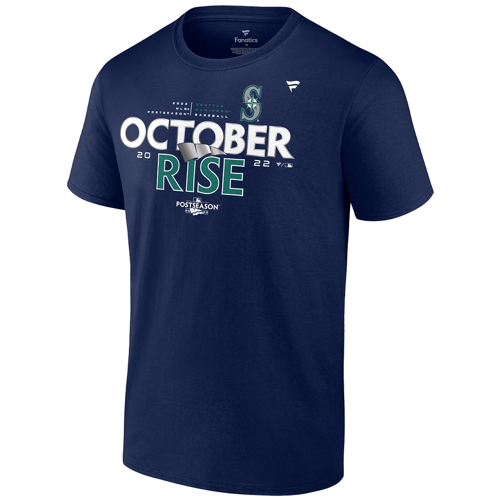 T-shirt fanatiques pour hommes, bleu marine, Seattle Mariners, vestiaire des séries éliminatoires 2022