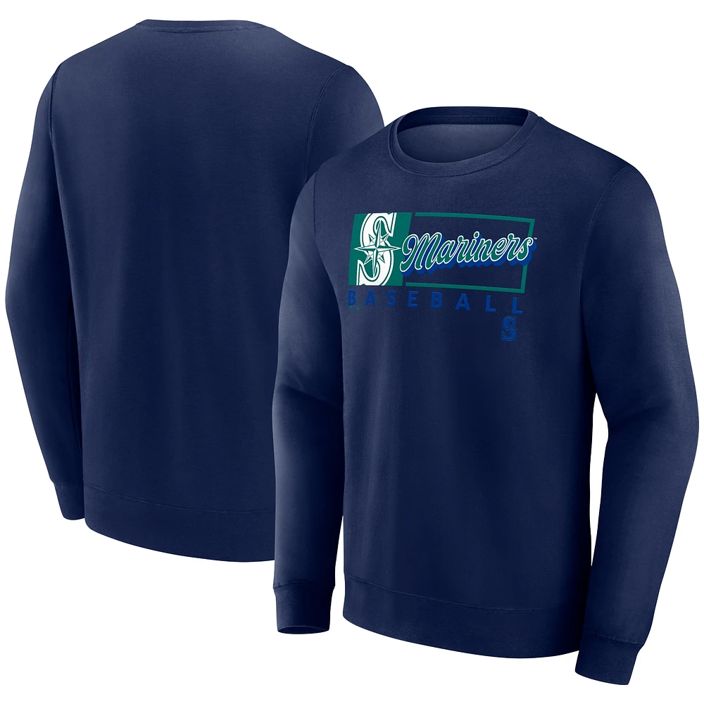 Men's Fanatics Navy Seattle Mariners Focus Fleece Pullover Sweatshirt