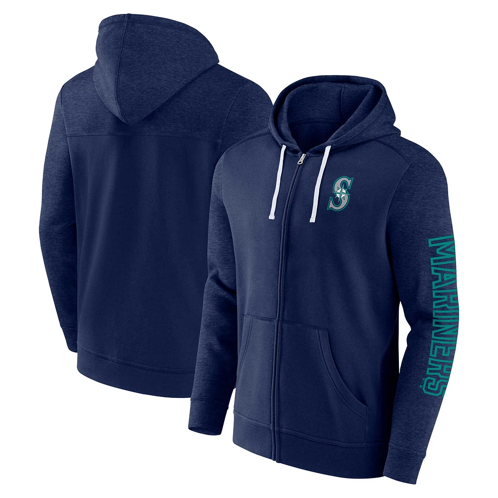 Sweat à capuche léger entièrement zippé Fanatics Navy Seattle Mariners Offensive Line Up pour hommes