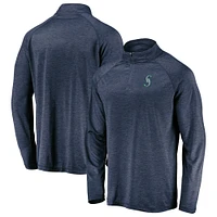 Fanatics Branded Navy Seattle Mariners Primary Logo Raglan Quarter-Zip - Veste