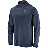 Men's Fanatics Navy Seattle Mariners Primary Logo Raglan Quarter-Zip - Jacket