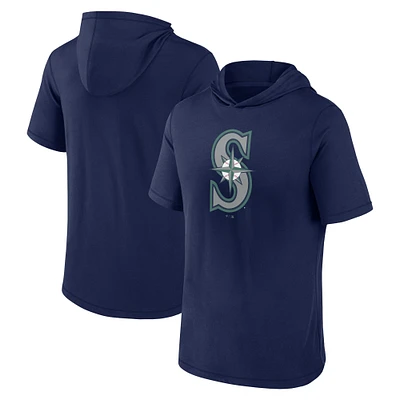 Men's Fanatics Navy Seattle Mariners Short Sleeve Hoodie T-Shirt