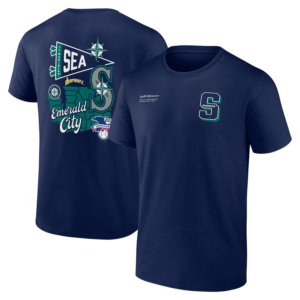 T-shirt Fanatics Navy Seattle Mariners Split Zone pour hommes