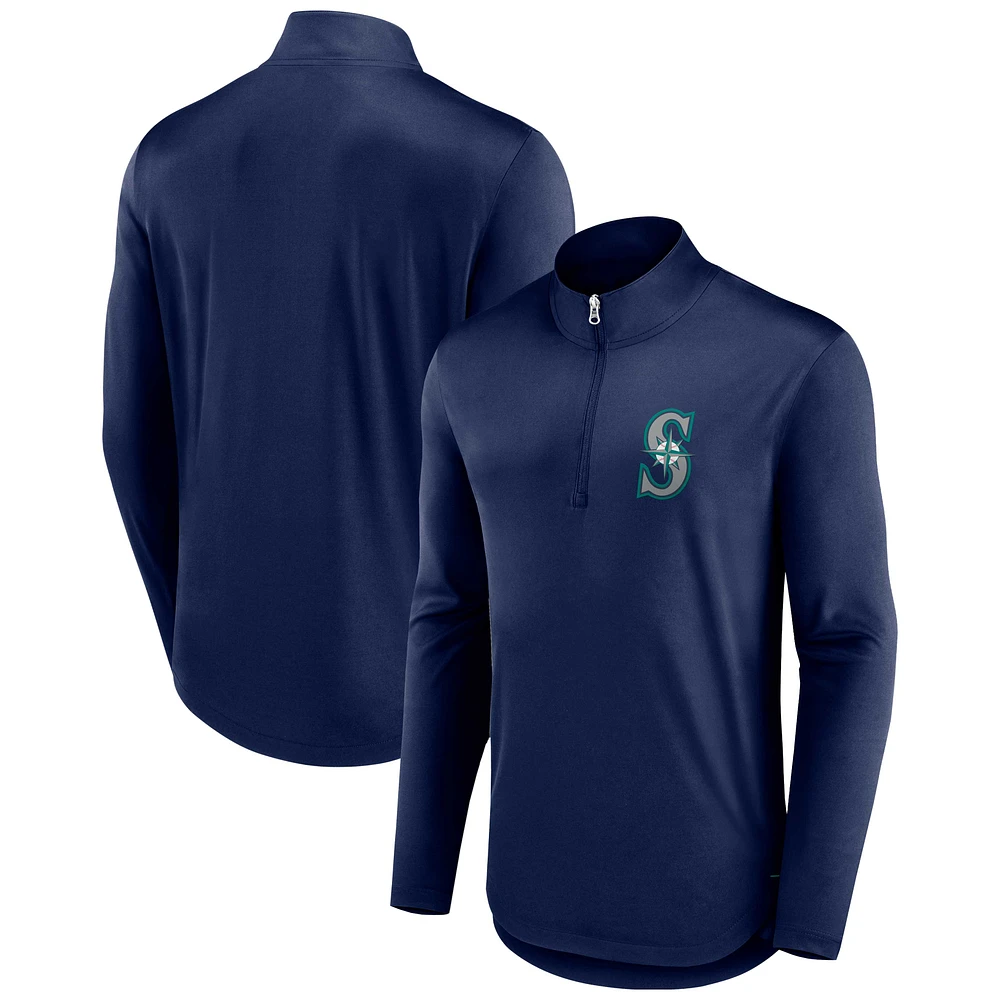 Pull léger à quart de zip Fanatics Navy Seattle Mariners Tough Minded pour homme