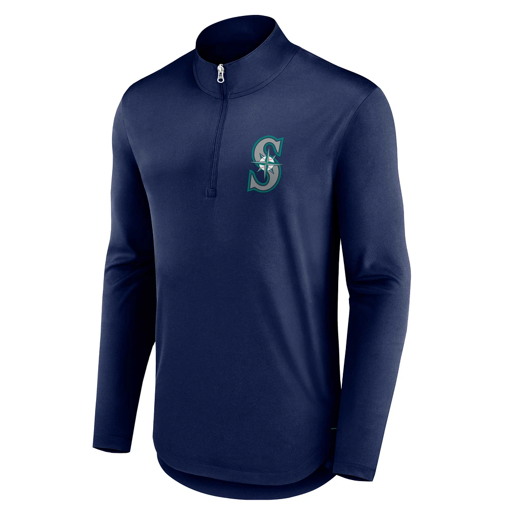 Pull léger à quart de zip Fanatics Navy Seattle Mariners Tough Minded pour homme