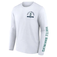 T-shirt à manches longues pour homme Fanatics White Seattle Mariners Press Box