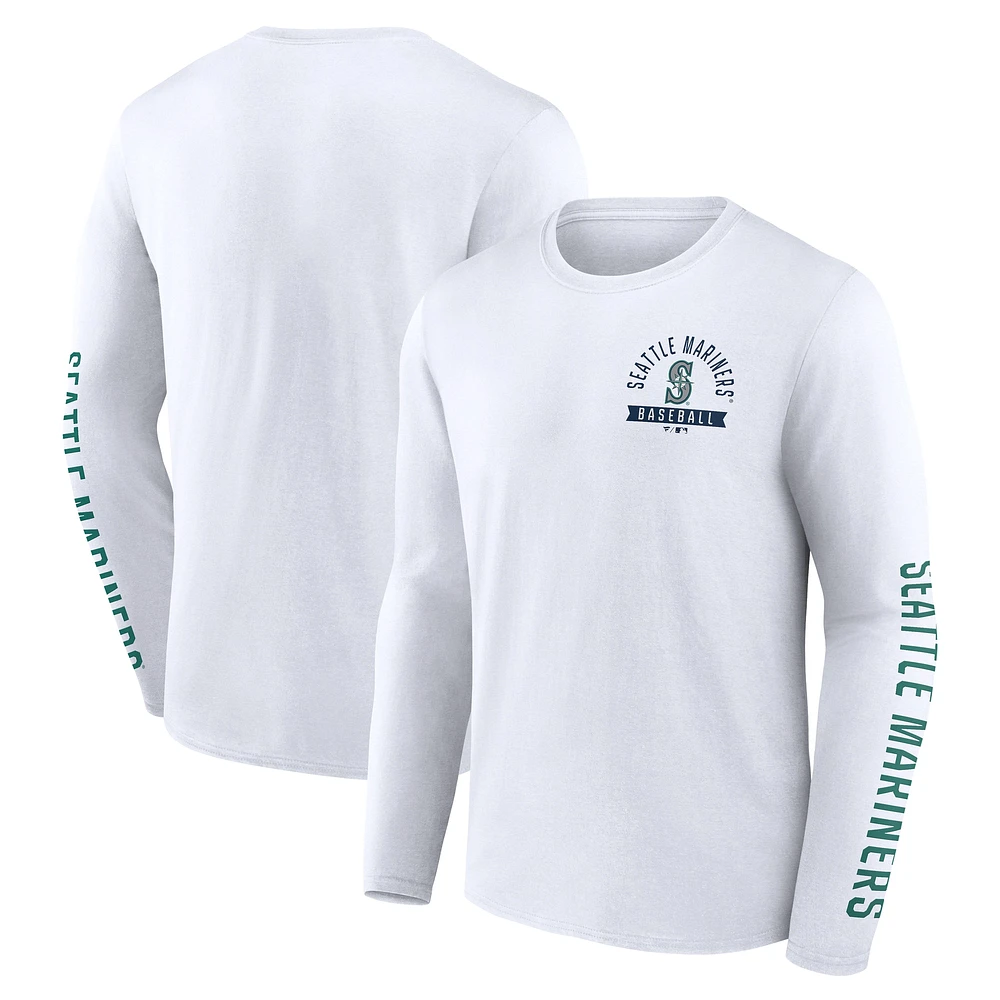 T-shirt à manches longues pour homme Fanatics White Seattle Mariners Press Box