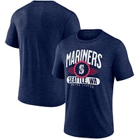 T-shirt tri-blend bleu marine chiné pour homme avec insigne d'honneur des Mariners de Seattle