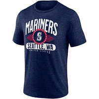 T-shirt tri-blend bleu marine chiné pour homme avec insigne d'honneur des Mariners de Seattle