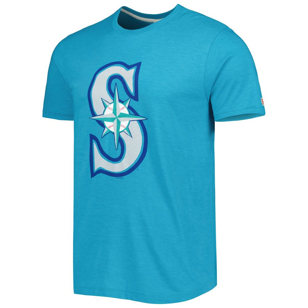 Men's Homage Aqua Seattle Mariners Hand Drawn Logo Tri-Blend T-Shirt