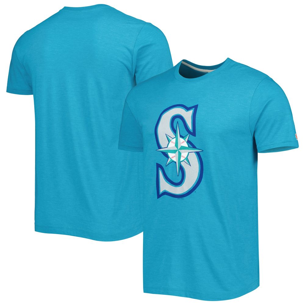 Men's Homage Aqua Seattle Mariners Hand Drawn Logo Tri-Blend T-Shirt