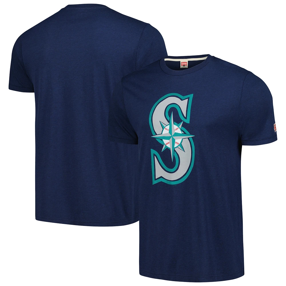 Men's Homage Navy Seattle Mariners Hand-Drawn Logo Tri-Blend T-Shirt