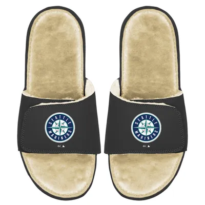 Seattle Mariners ISlide Men's Faux Fur Slide Sandals - Black/Tan